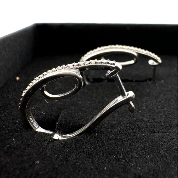 Natural Diamond Loop Hoop Earrings - Picture 1 of 15